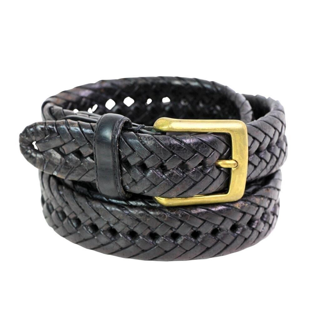 DOCKERS BRAIDED BLACK GENUINE LEATHER 1 1/8" Wd CASUAL MEN'S BELT Sz 42/105 (t49